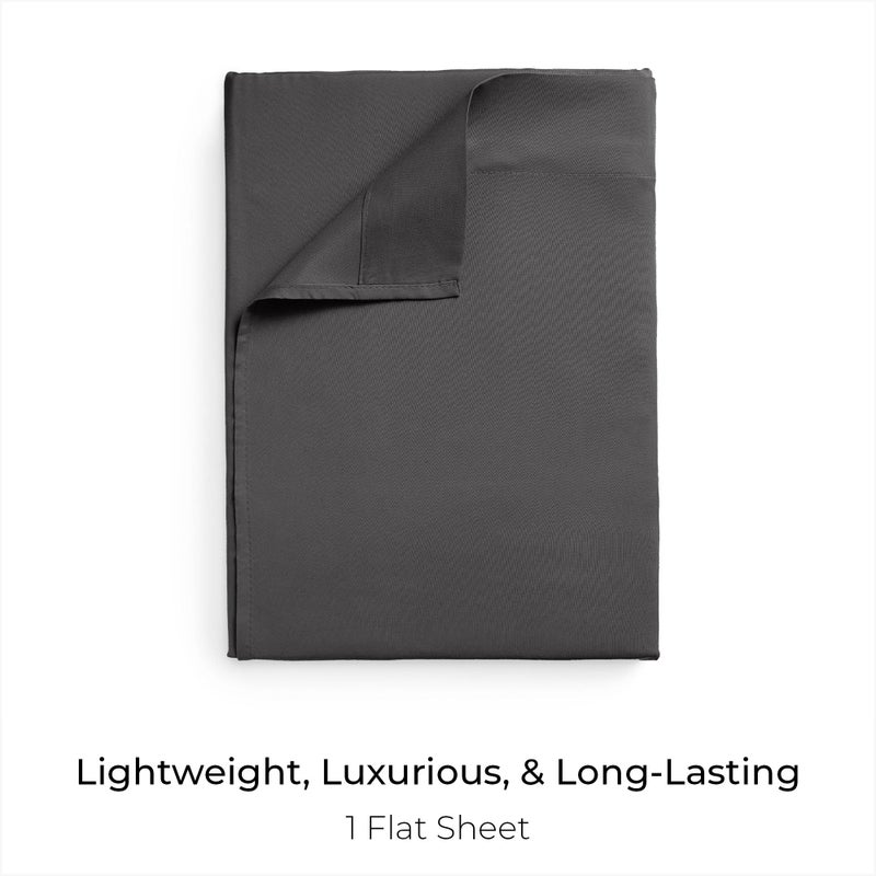 Mellanni King Size Flat Sheet - Iconic Collection Bedding - Hotel Luxury, Extra Soft, Cooling - Wrinkle, Fade, Stain Resistant - 1 Flat Sheet Only (King, Gray) - Image 2